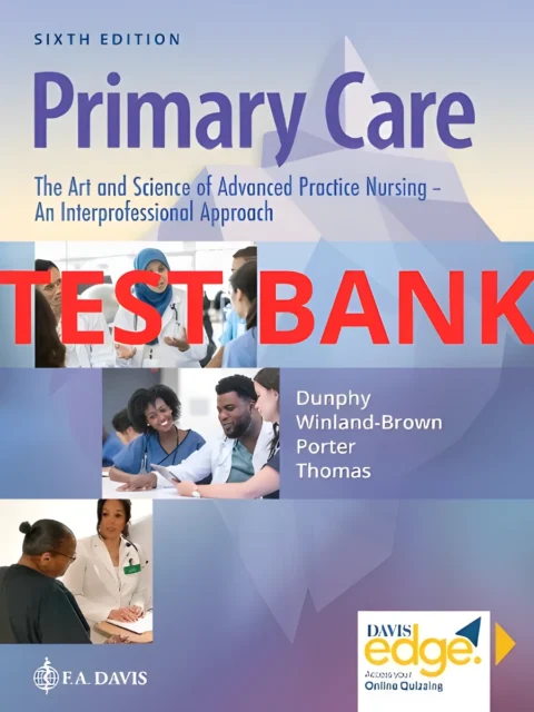 Cover for Test Bank Primary Care: The Art and Science of Advanced Practice Nursing – an Interprofessional Approach 6th Edition by Dunphy